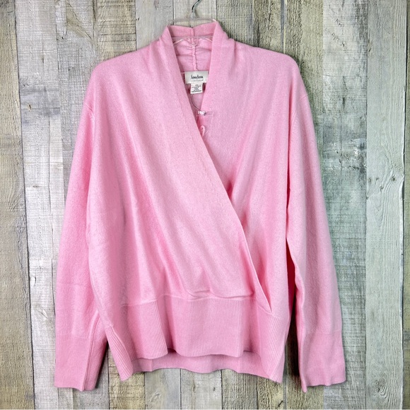 Neiman Marcus 2X Cashmere Baby Pink Surplus Peplum Sweater Long Sleeves